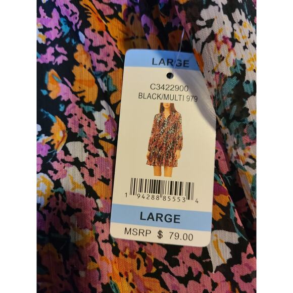 NWT Vince Camuto Size Large Womens Boho Three Tier Floral Mini Dress - Picture 7 of 7